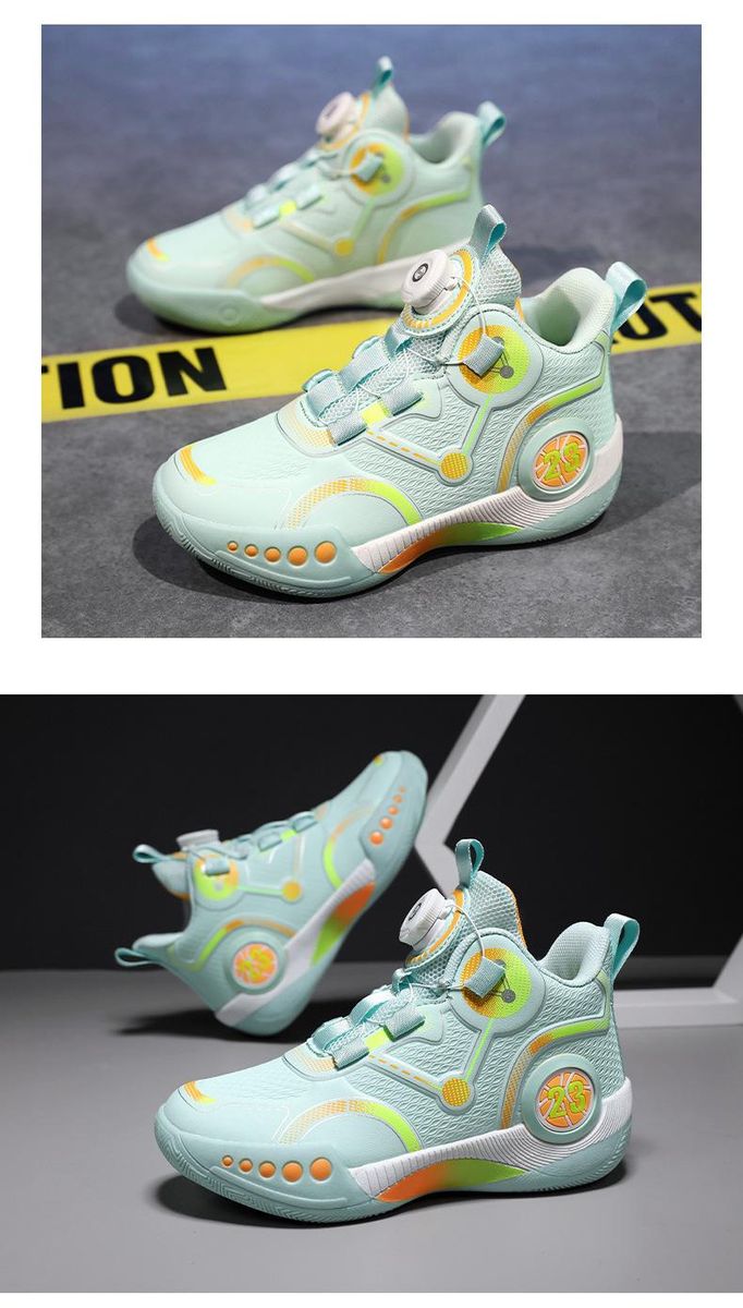 Boys/Adults Basketball Shoes Twist Button Sneakers Green