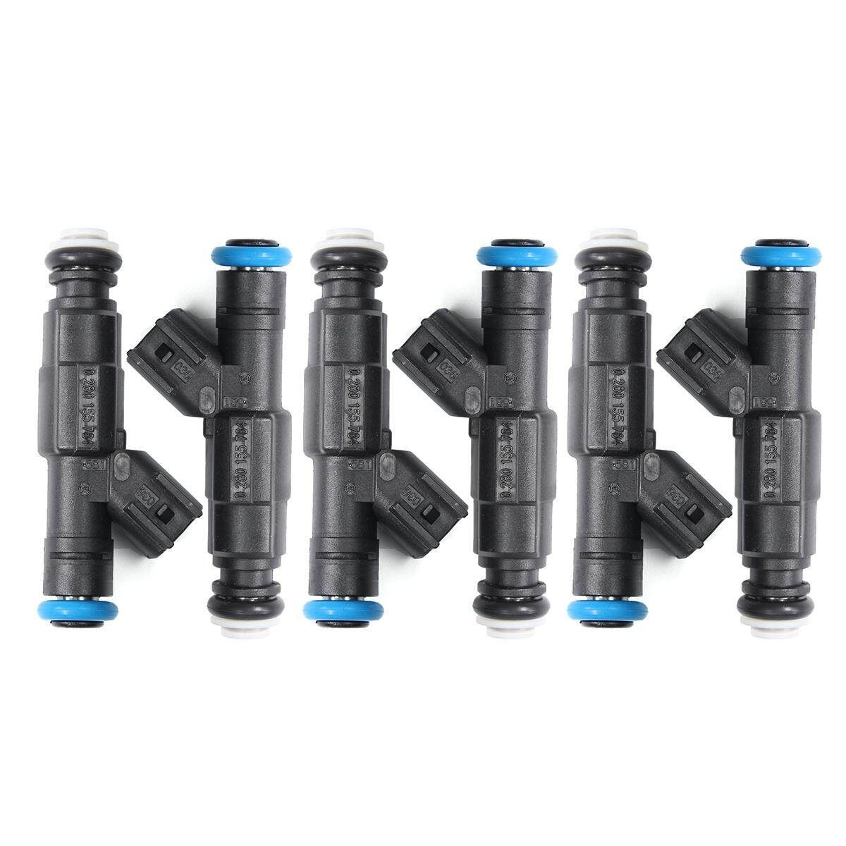 Set Of 6 4-Hole Upgrade Fuel Injectors For 99-04 4.0L Jeep Cherokee Black