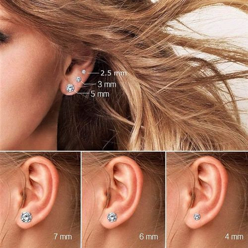 14k White Gold Solitaire Cubic Zirconia CZ Stud Earrings