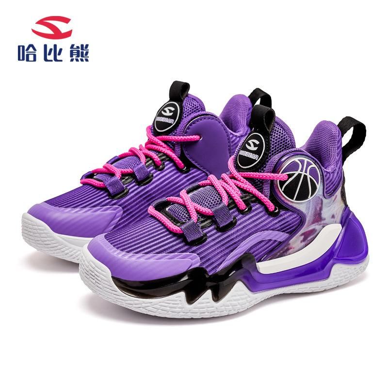 Boys Basketball Shoes Breathable Sneakers Purple