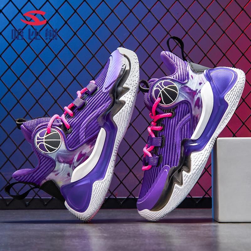 Boys Basketball Shoes Breathable Sneakers Purple