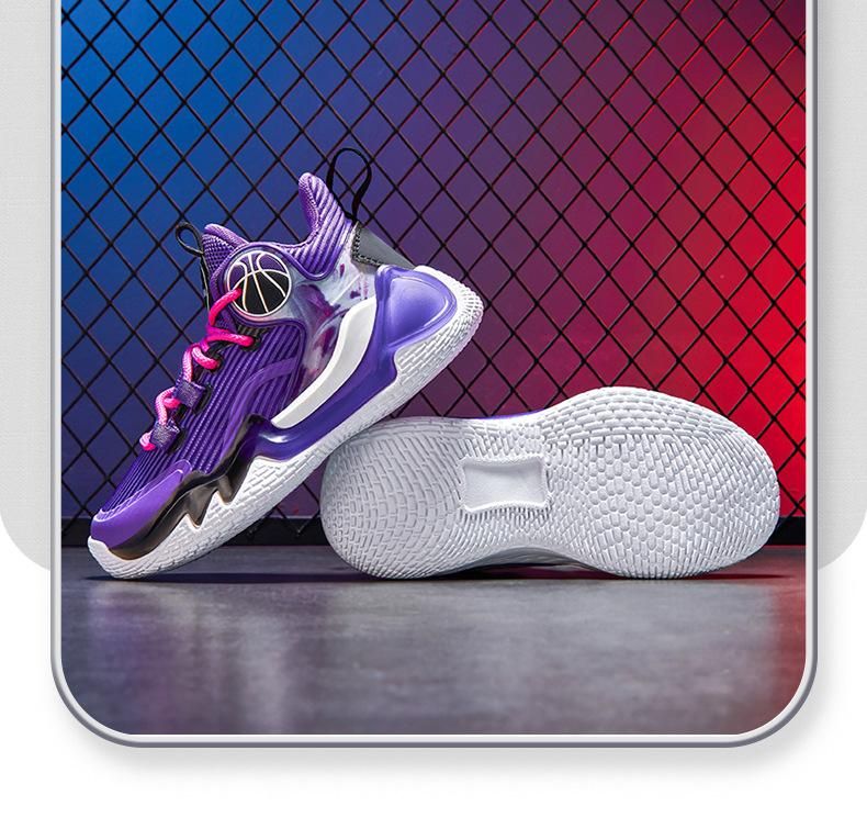 Boys Basketball Shoes Breathable Sneakers Purple