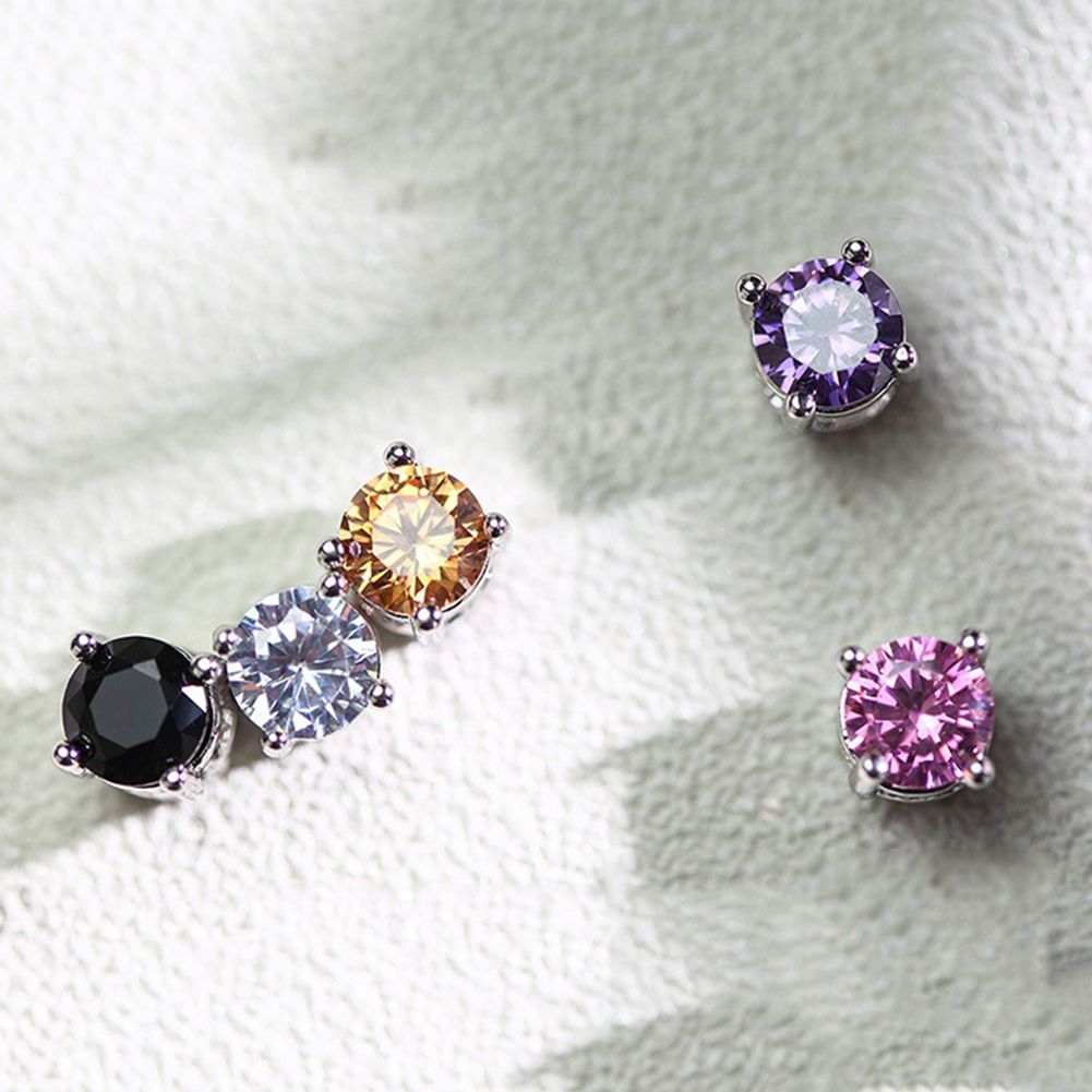 Men Women Rhinestone Inlaid Magnetic Ear Stud Earrings Non Piercing Jewelry Gift-Purple