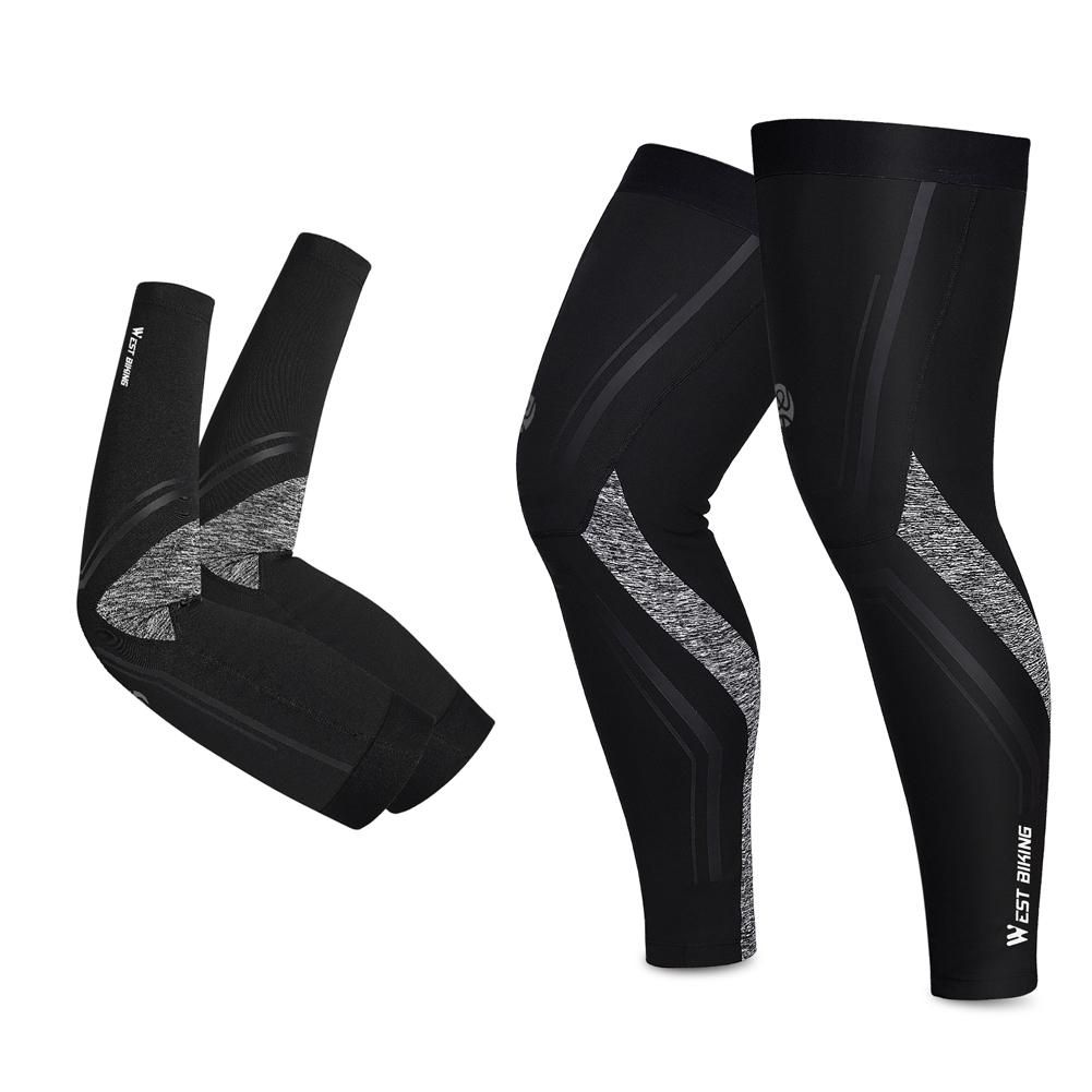 WEST BIKING Sports Arm Sleeves Winter Leg Cover Cycling Windproof Leg Sleeve Arm Sleeves Set Outdoor Fitness Sleeve