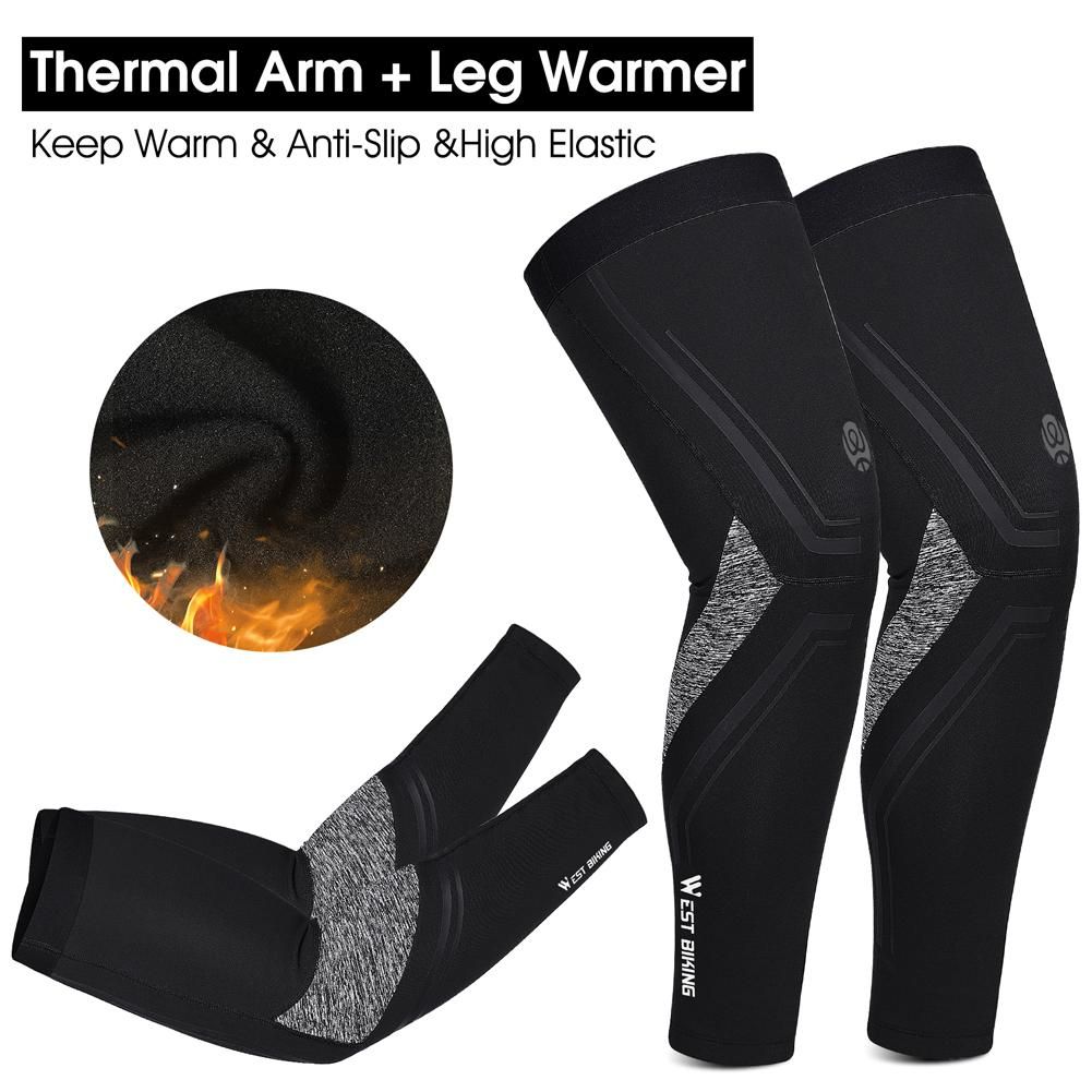 WEST BIKING Sports Arm Sleeves Winter Leg Cover Cycling Windproof Leg Sleeve Arm Sleeves Set Outdoor Fitness Sleeve
