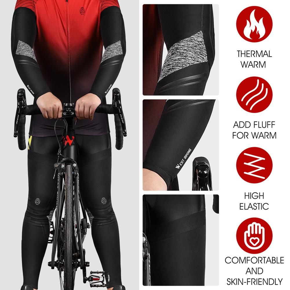 WEST BIKING Sports Arm Sleeves Winter Leg Cover Cycling Windproof Leg Sleeve Arm Sleeves Set Outdoor Fitness Sleeve