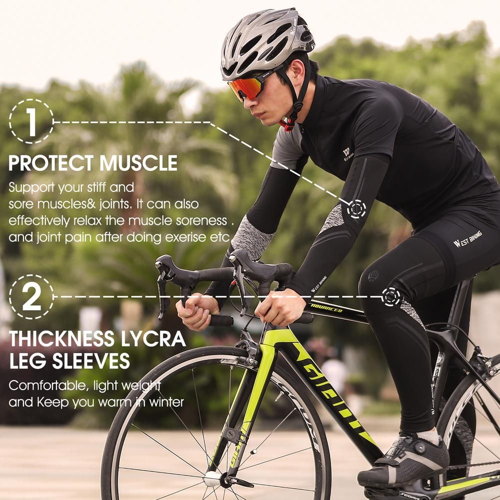 WEST BIKING Sports Arm Sleeves Winter Leg Cover Cycling Windproof Leg Sleeve Arm Sleeves Set Outdoor Fitness Sleeve