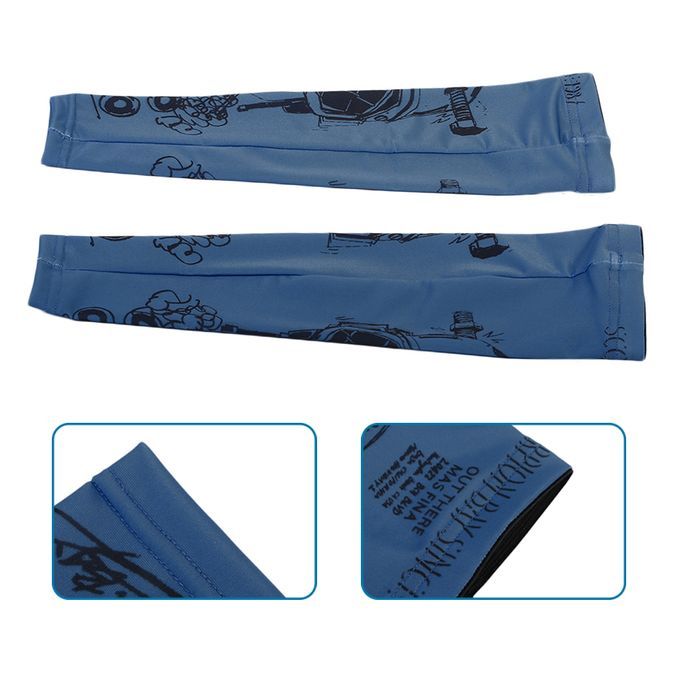 REALTOO Summer Cycling Sunscreen Arm Sleeve Floral Printed Arm Sleeve Cuff Blue