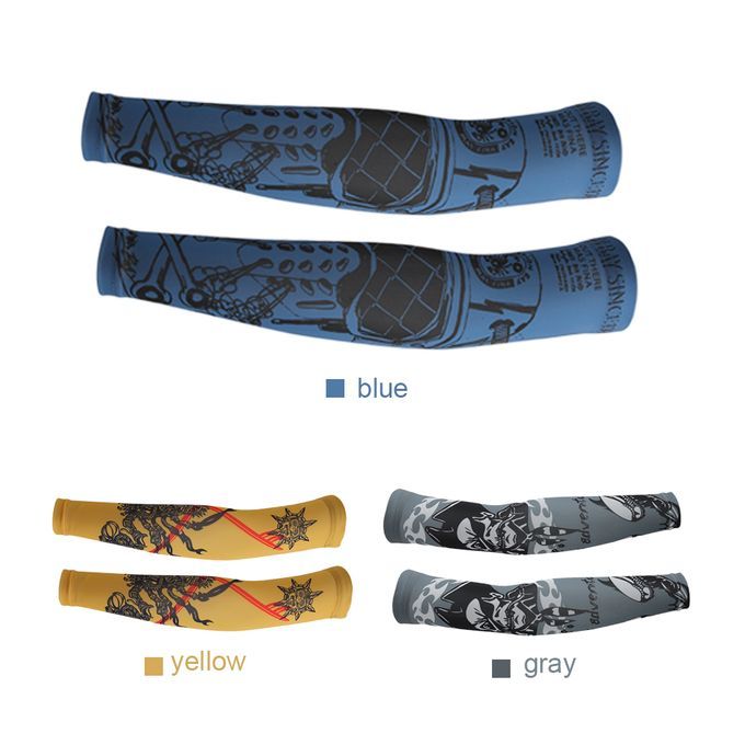 REALTOO Summer Cycling Sunscreen Arm Sleeve Floral Printed Arm Sleeve Cuff Blue