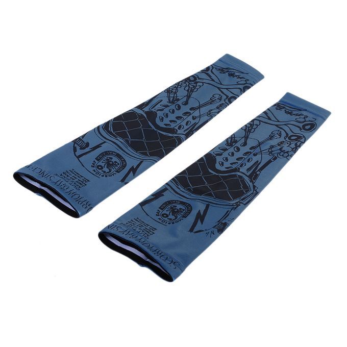 REALTOO Summer Cycling Sunscreen Arm Sleeve Floral Printed Arm Sleeve Cuff Blue