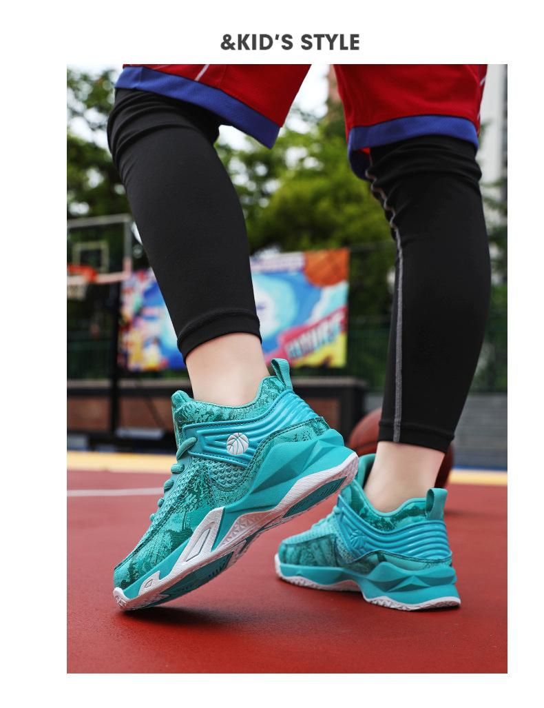Boys basketball shoes mesh breathable sneakers Green