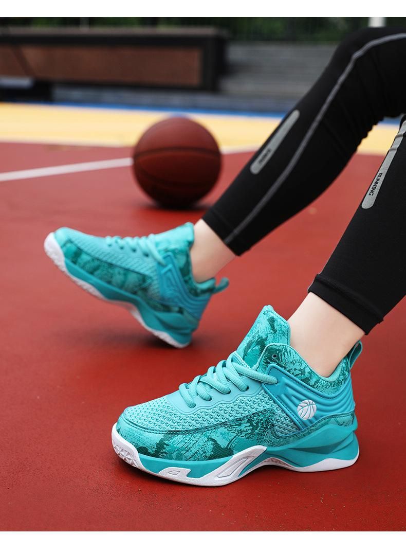 Boys basketball shoes mesh breathable sneakers Green