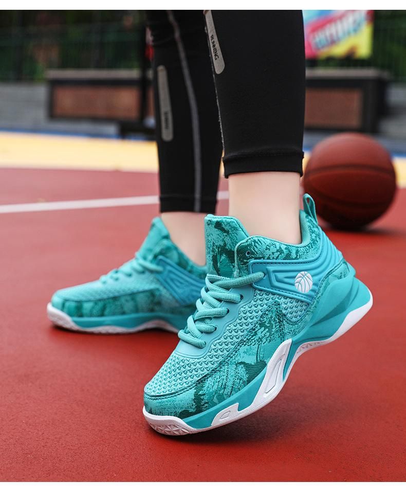 Boys basketball shoes mesh breathable sneakers Green
