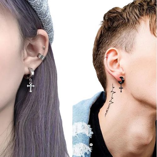 Classy Silver Gold Black Unisex Magnetic Shape Ear Clip Stainless Steel Men Women Non Piercing Earring Fashion Jewelry Punk Rock Style Guys Earrings