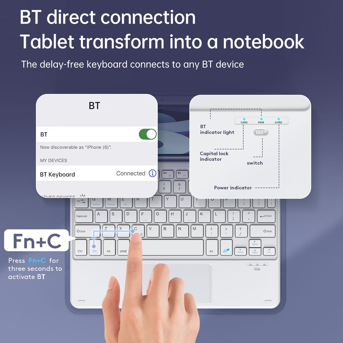 Wireless BT Keyboard USB Keypad With PU Leather Protecting