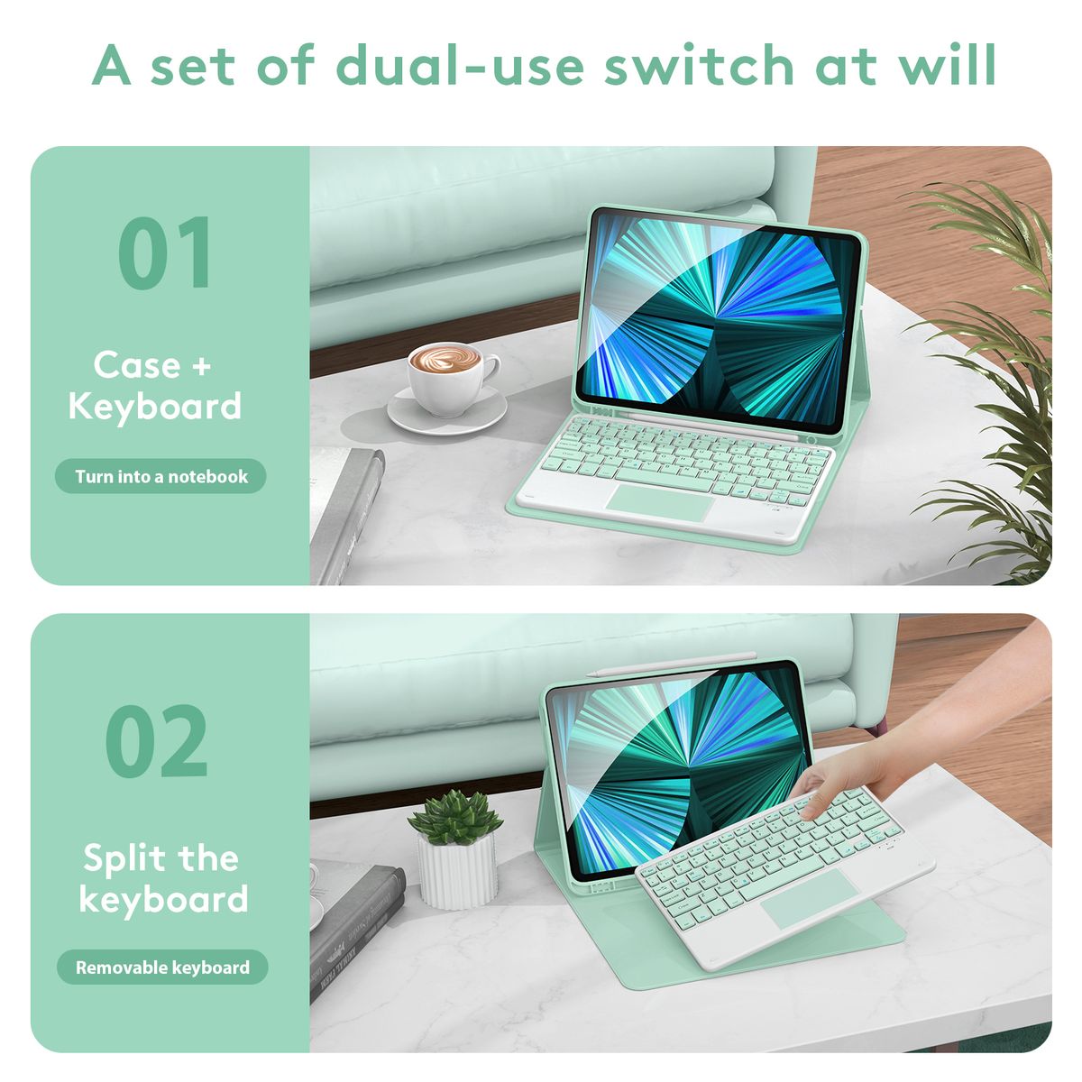 Wireless BT Keyboard USB Keypad With PU Leather Protecting