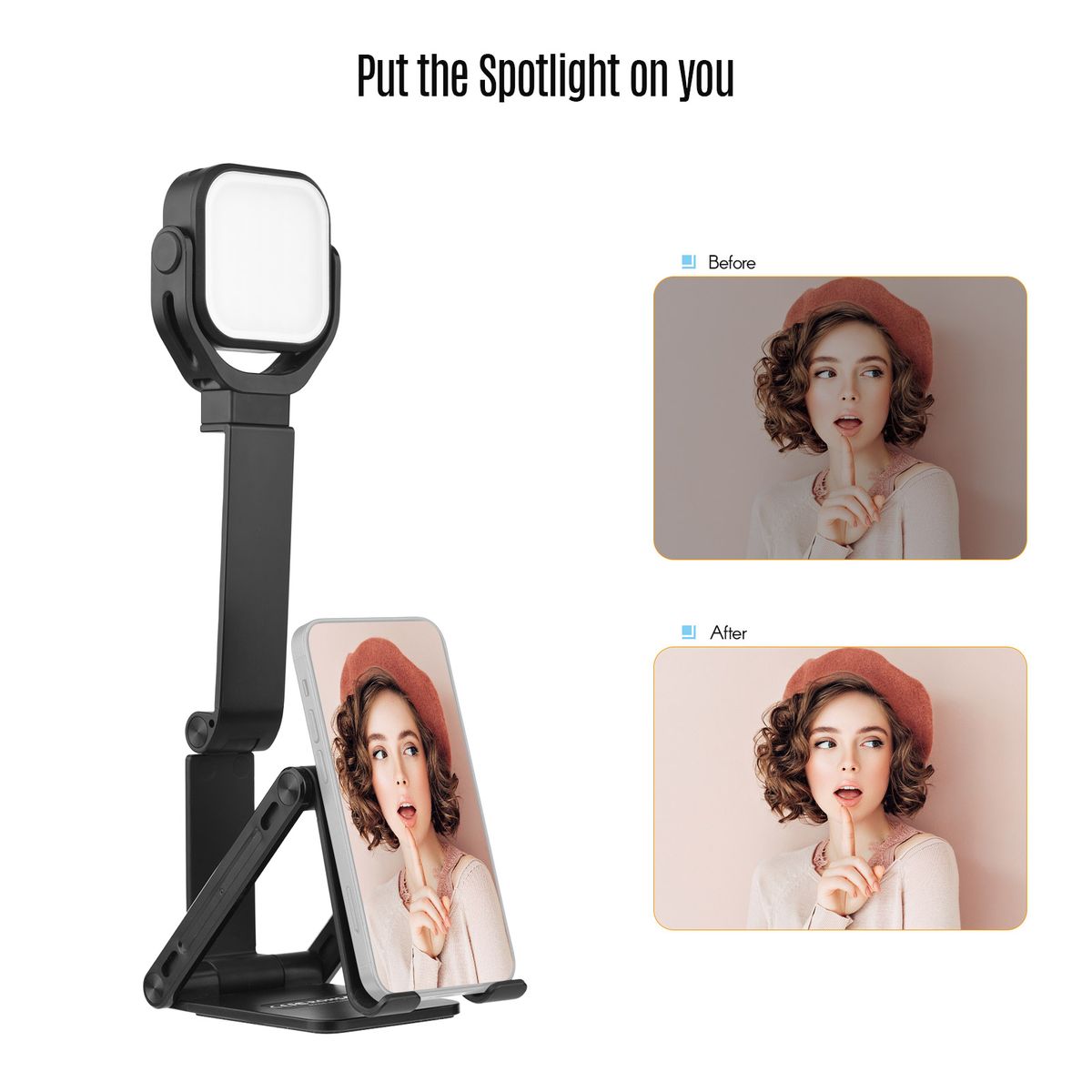 Foldable Mobile Phone Holder   LED  Light 2-in-1 46 Lamp