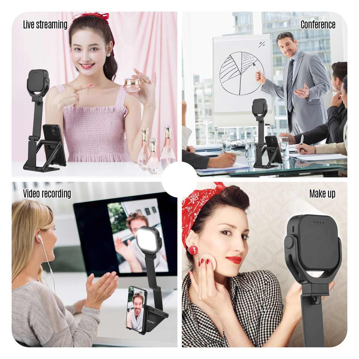 Foldable Mobile Phone Holder   LED  Light 2-in-1 46 Lamp
