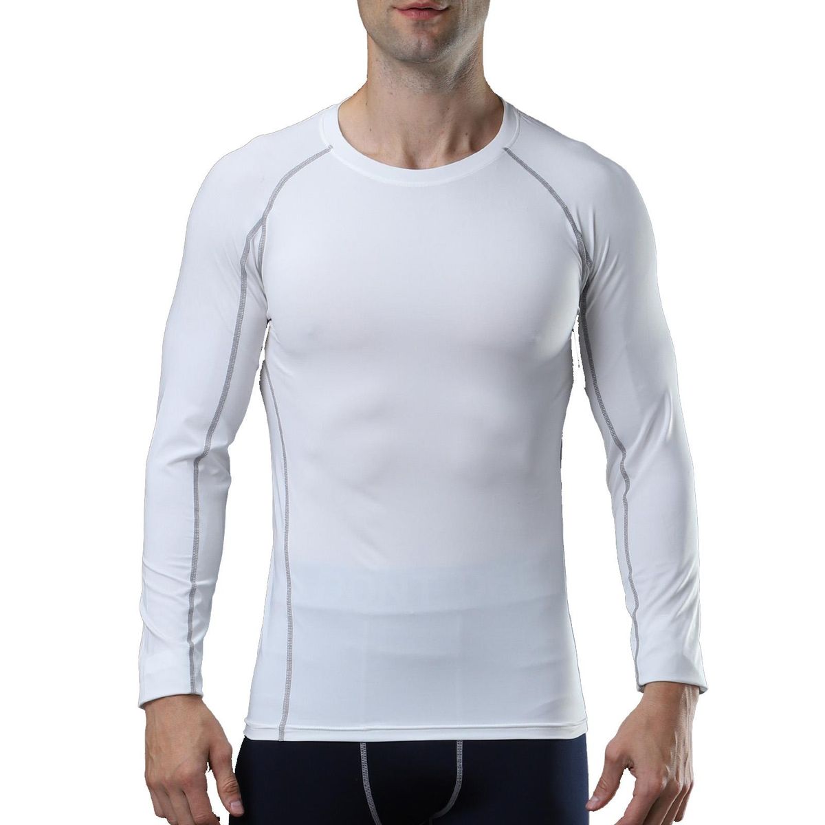 Men Athletic Shirt Quick Dry Elastic Base Layer O-Neck Long Sleeve Sport Workout T-Shirt Tops