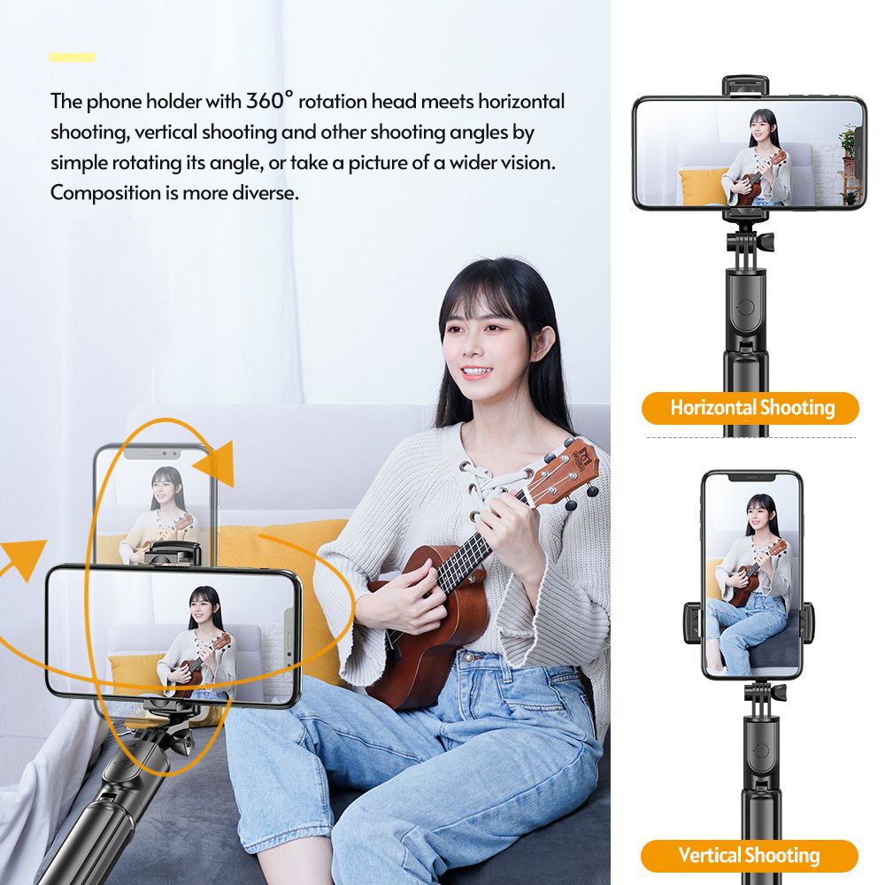 Mini 5-Section Extendable Selfie Stick Integrated With