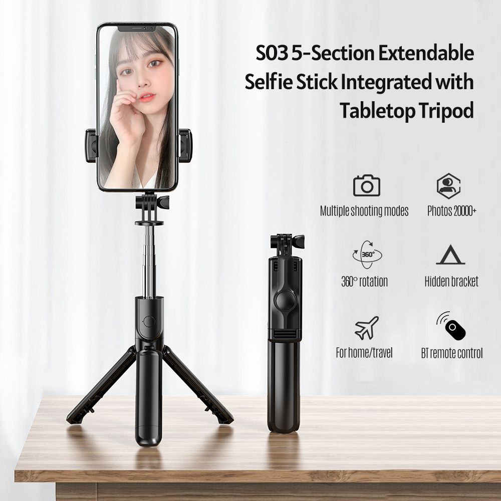 Mini 5-Section Extendable Selfie Stick Integrated With