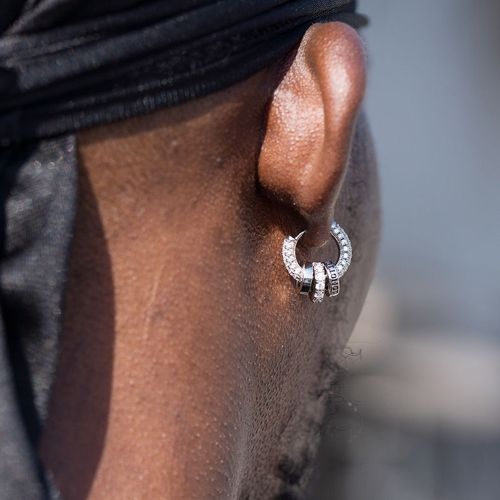 Starring Diamond Earrings Personality Fashion Simple Tide Men And Women Ear Hoop