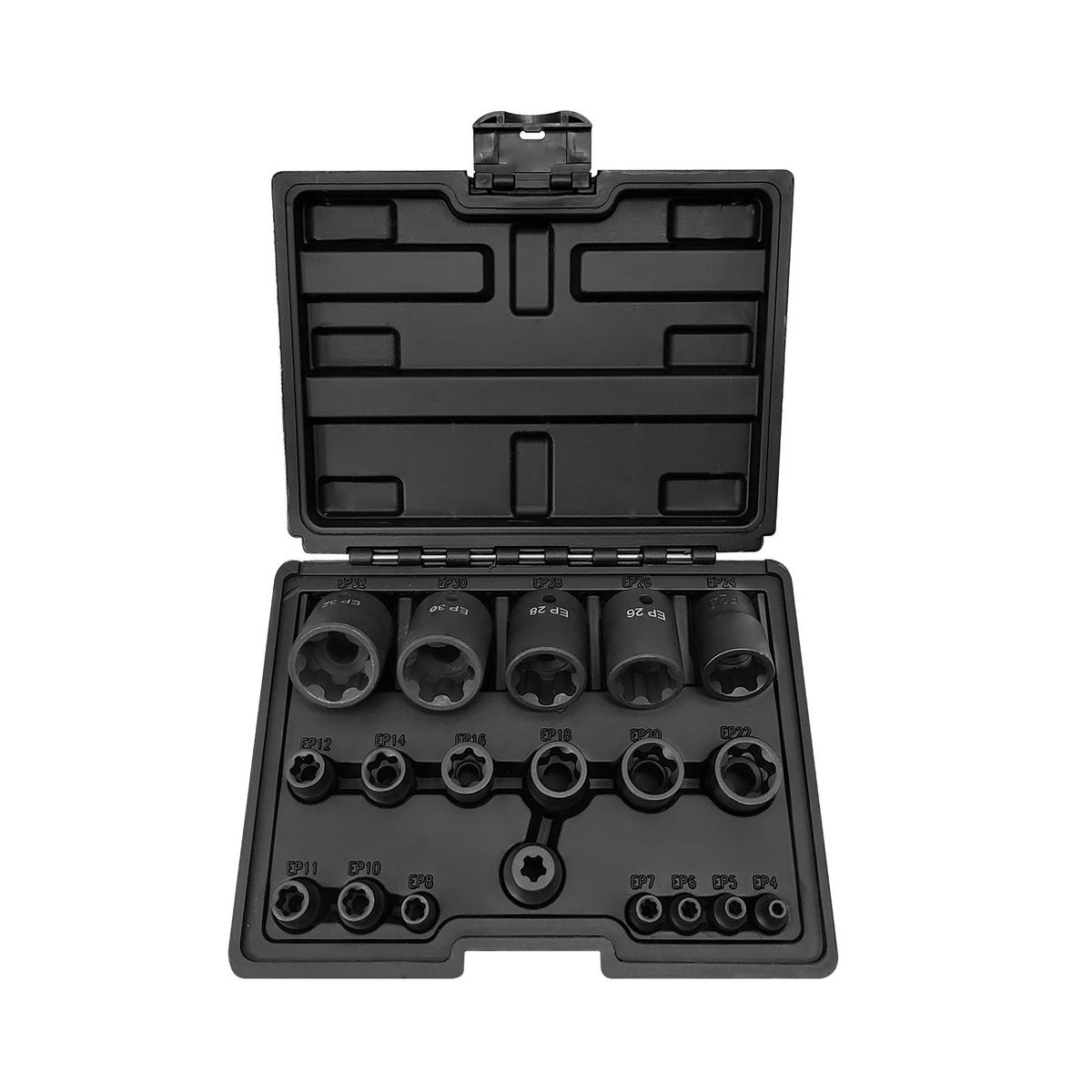 EP Socket Sets 19 PCS CR-V 1/4in 3/8in 1/2in Drive Female External Torx Star Socket Set EP4-EP32