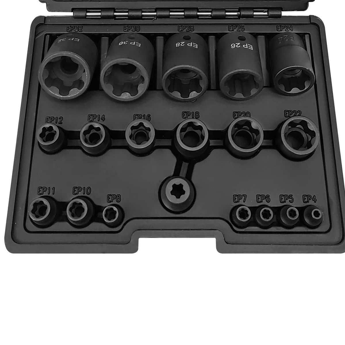 EP Socket Sets 19 PCS CR-V 1/4in 3/8in 1/2in Drive Female External Torx Star Socket Set EP4-EP32