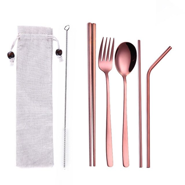 Portable Chopsticks Spoon Straws Dinnerware Set