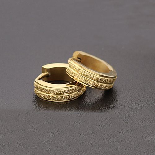Titanium Steel Anti-allergic Double-line Pressed Earring Frosted Ear Buckle Gold