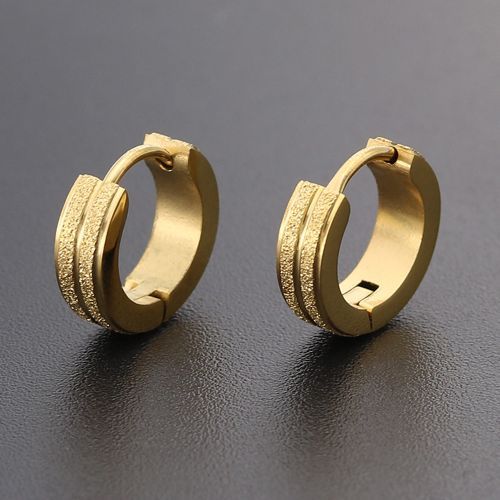 Titanium Steel Anti-allergic Double-line Pressed Earring Frosted Ear Buckle Gold