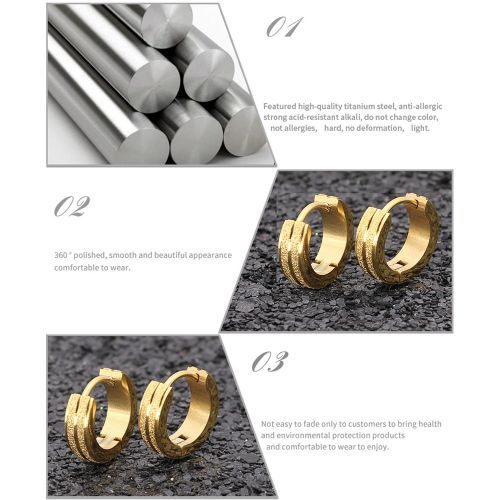 Titanium Steel Anti-allergic Double-line Pressed Earring Frosted Ear Buckle Gold