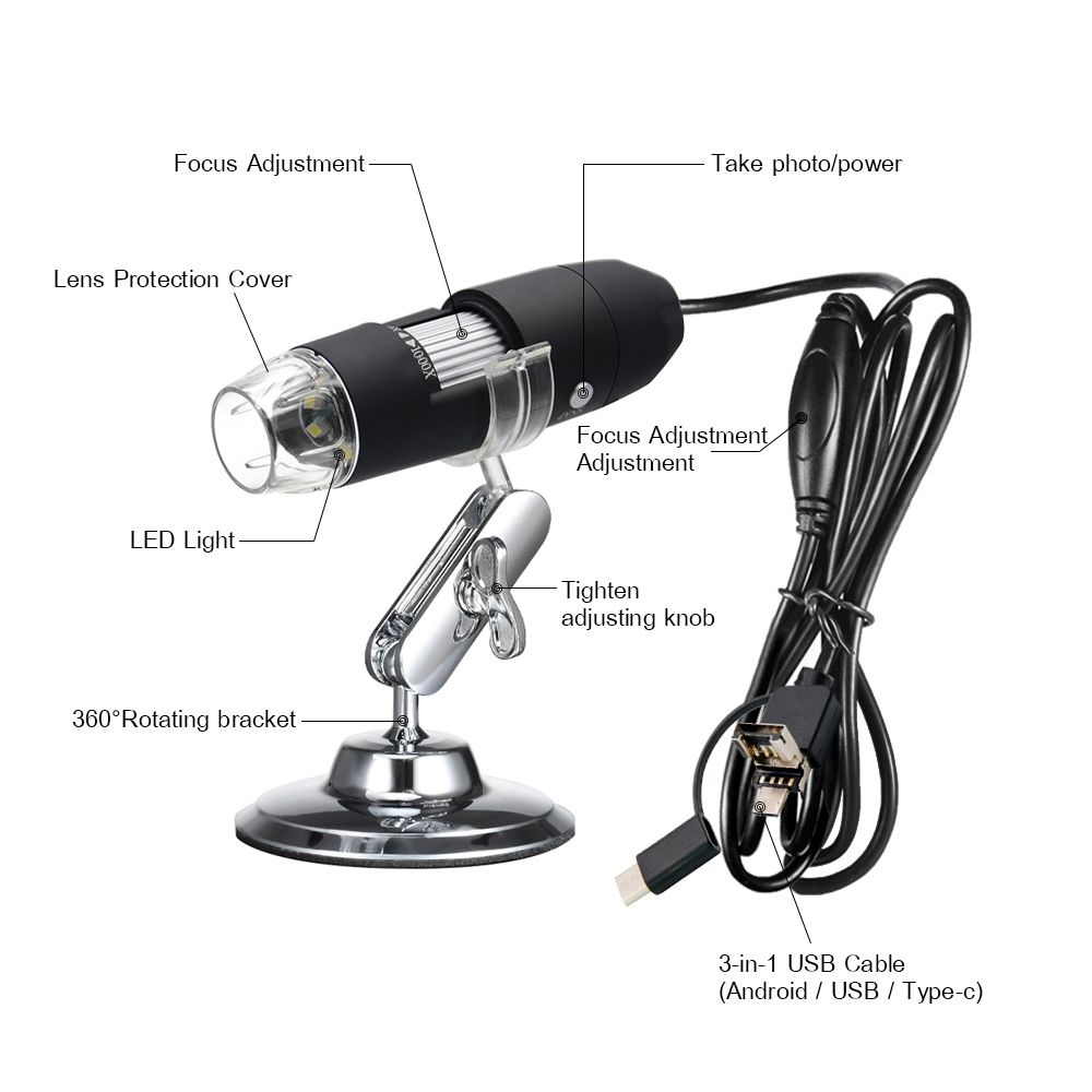 USB Digital Zoom Microscope Magnifier With OTG Function