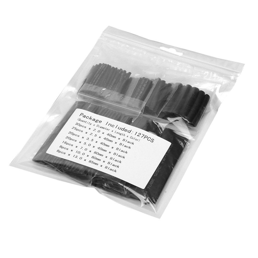 127p S  Ar Ele Tri Al  Able Heat Shrink Tube Tubing Wrap Sleeve  Orted Kit-black
