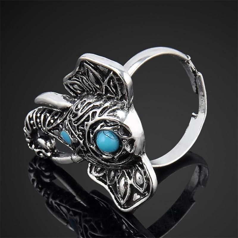 Boho Silver Color Plated Elephant Head Rings for Women s Adjustable Open Index Finger Ring Vintage Metal Ethnic Party Jewelry