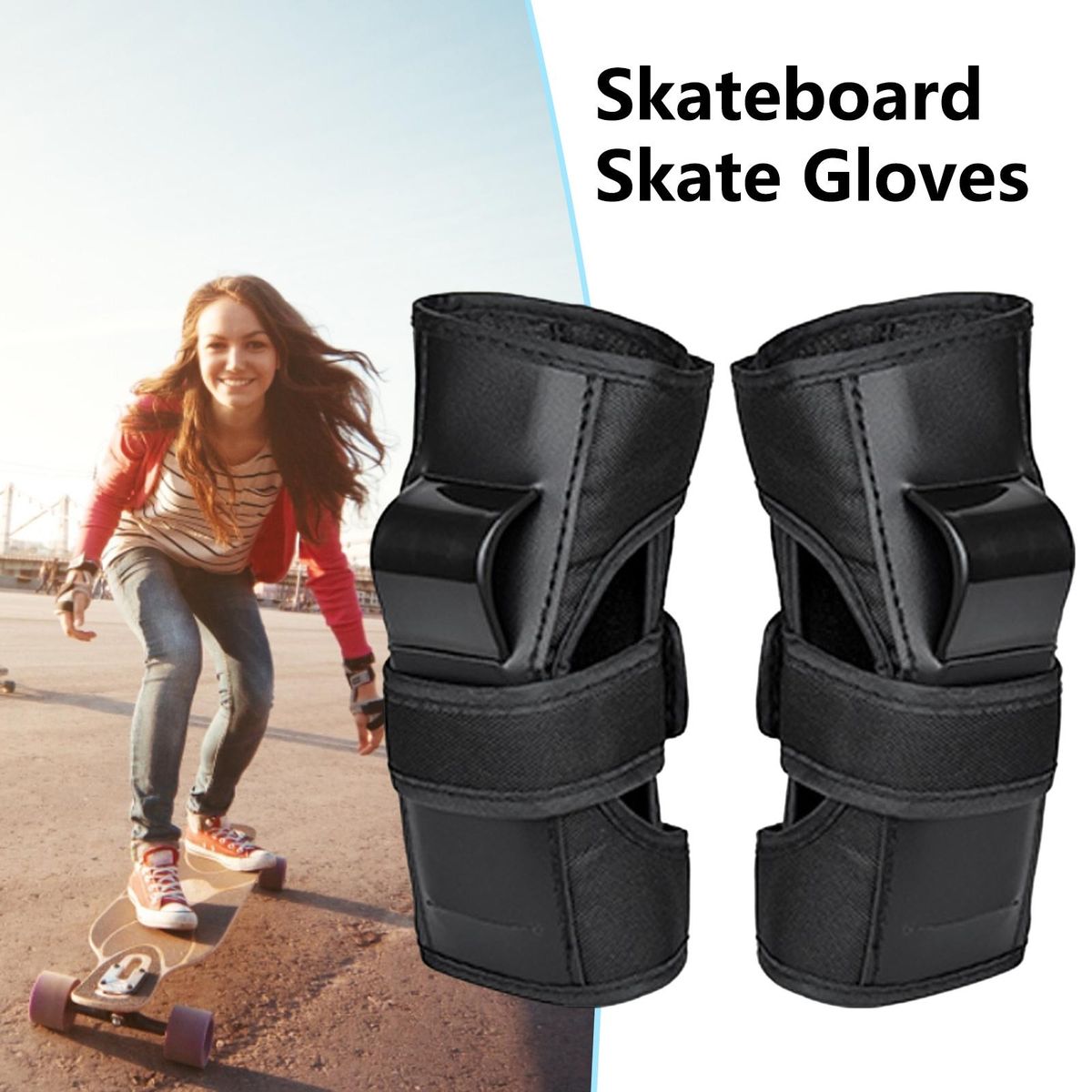 1 Pair Skating Handguard Impact Sport Wrist Support Black