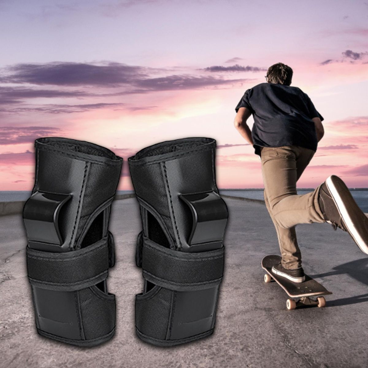 1 Pair Skating Handguard Impact Sport Wrist Support Black