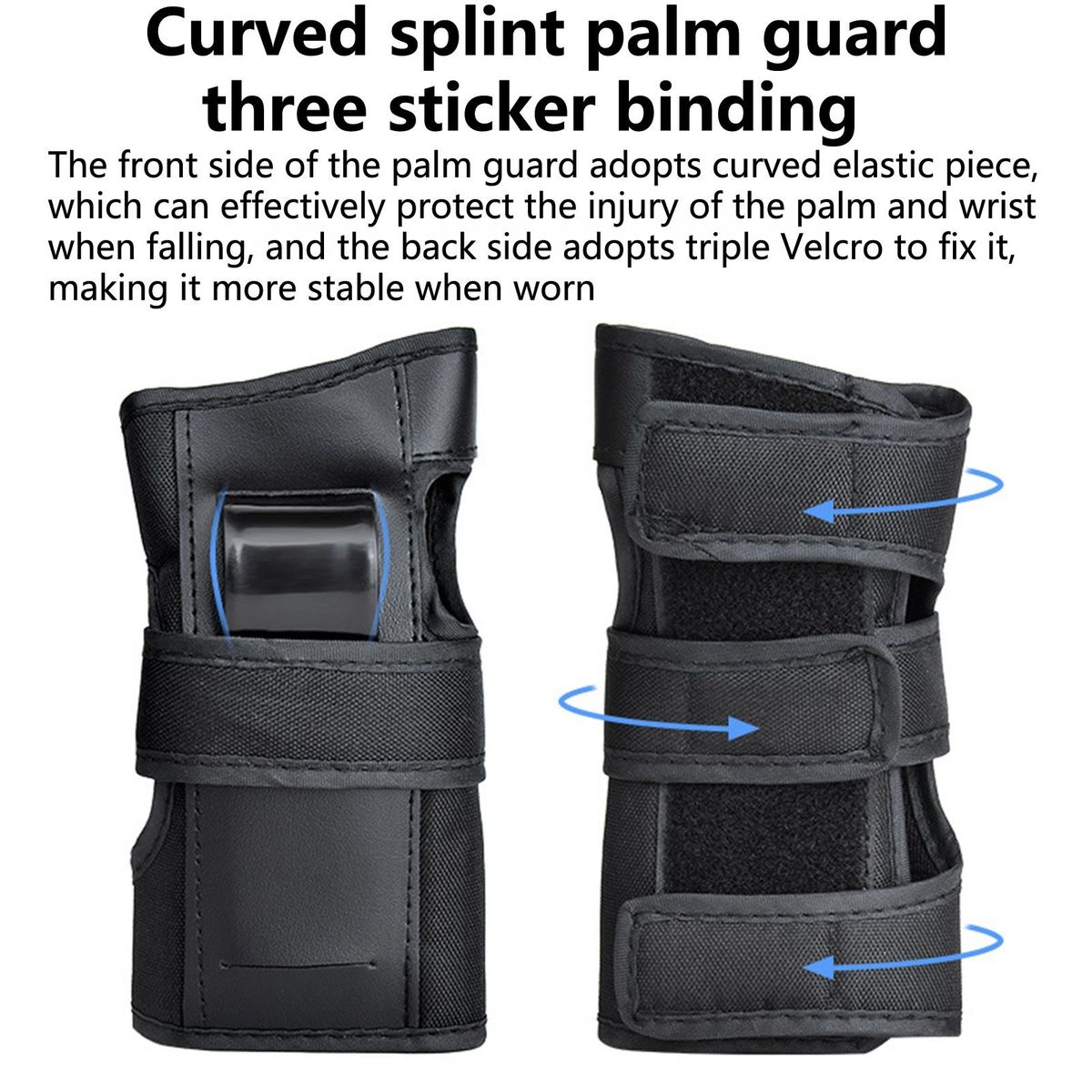 1 Pair Skating Handguard Impact Sport Wrist Support Black