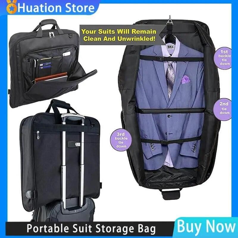 Multifunctional Men Business Travel Bag Foldable Waterproof Oxford Luggage Laptop Handbag Dust-proof Portable Suit Storage Bag