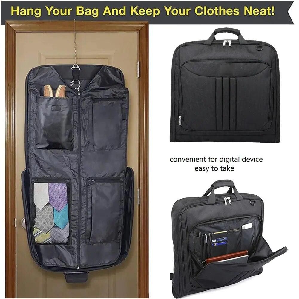 Multifunctional Men Business Travel Bag Foldable Waterproof Oxford Luggage Laptop Handbag Dust-proof Portable Suit Storage Bag
