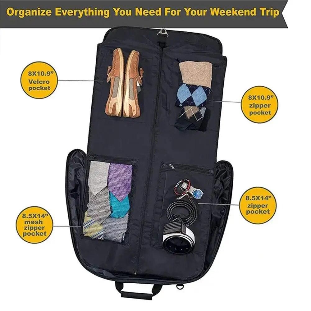 Multifunctional Men Business Travel Bag Foldable Waterproof Oxford Luggage Laptop Handbag Dust-proof Portable Suit Storage Bag