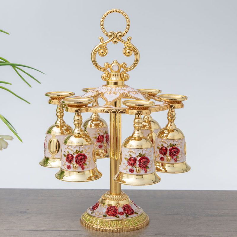 European Style Zinc Alloy Wine Cup Goblet Holder Set