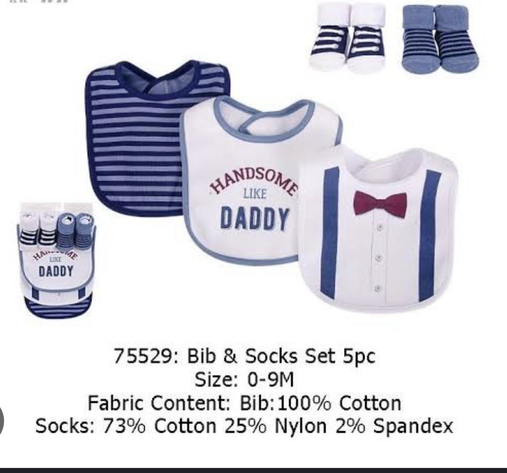 Baby Boy Socks And Bibs Set - 5pcs