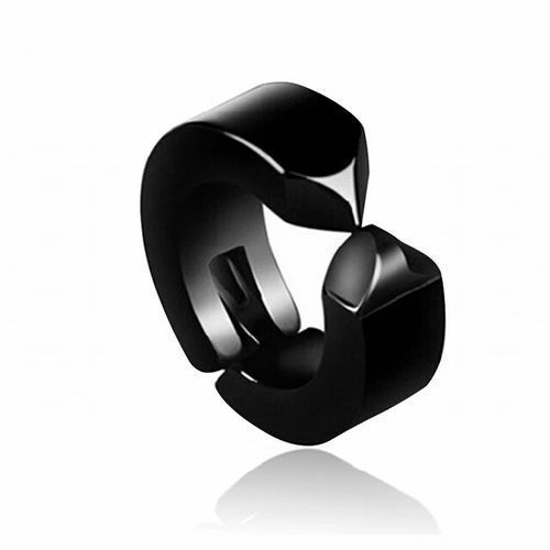 Men's Black Gold Clip Hoop Earrings Stud