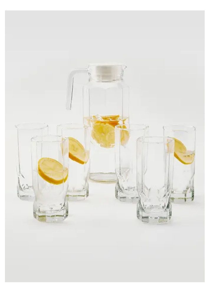 7-Piece Drink Set (Jug 1.3 L + 6 Tumblers 30 Cl),  Diamond