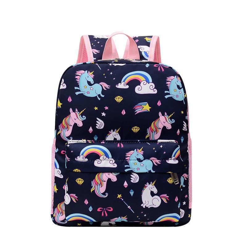 2022 New Cartoon Unicorn Kindergarten School Bag 3-6 Years Old Cute Girls Fashion Printing Student Backpack black