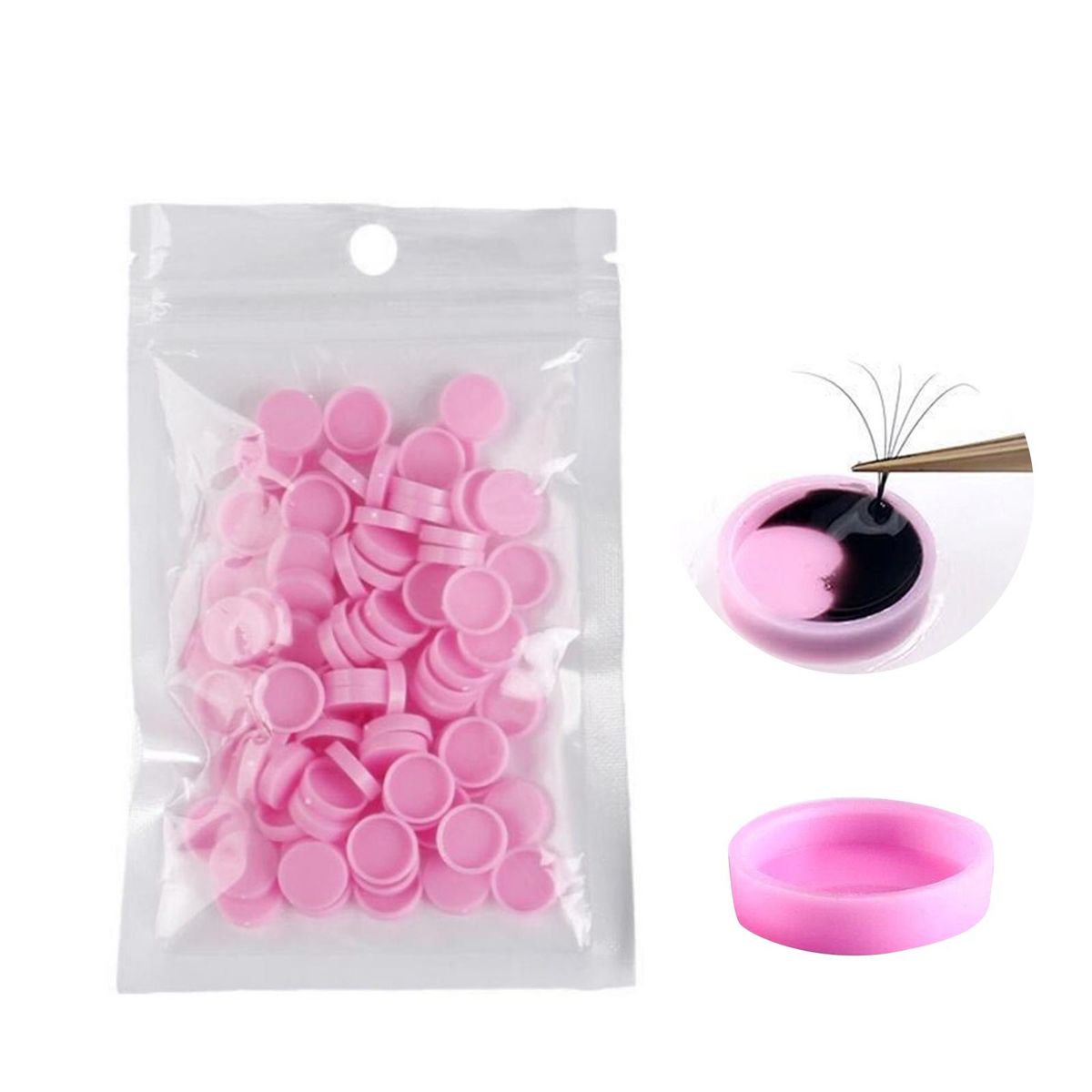 100PCS/Pack Grafting Eyelash Delay Cup Eye Lashes Glue Holder Tattoo Ink Cup Blossom Eyelash Extension Adhesive Stand Cup Ring