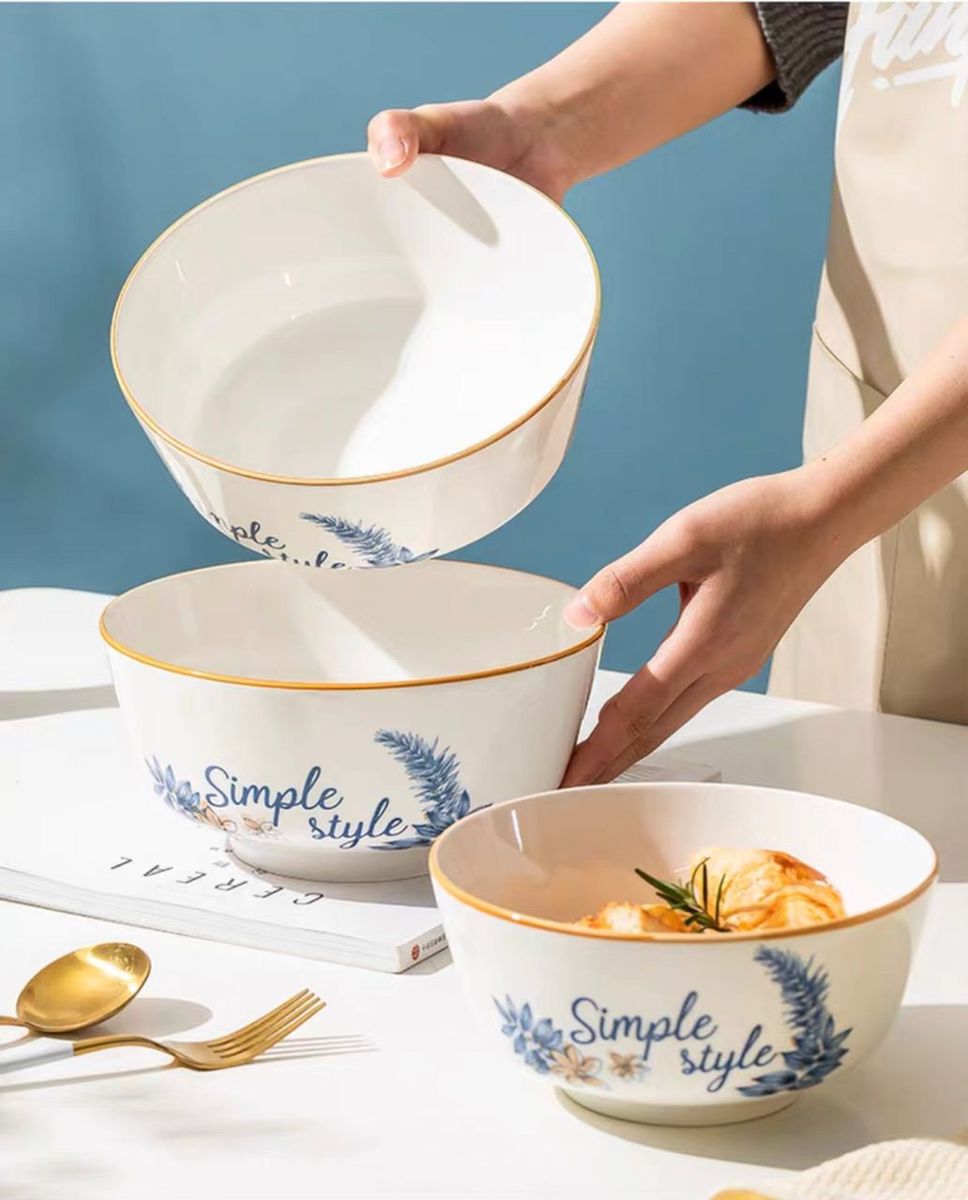 Simple Style Ceramic Bowl Plate(3pcs)