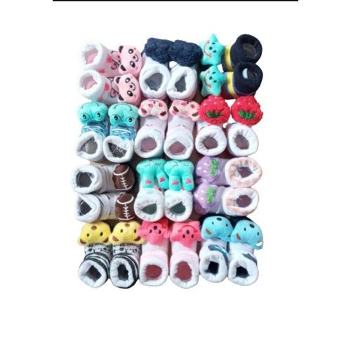 12 Set Unisex Booties Gift Set Socks  - Multicoloured