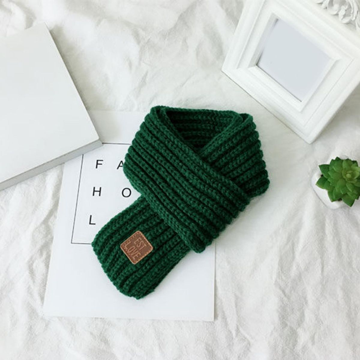 Kids Scarf Cozykidz Knitted Neck Wrap Soft Warm Winter for Babies Green